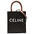 Céline Celine Brown Mini Triomphe Coated Canvas Vertical Cabas Satchel Marrone Marrone scuro