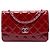 Wallet On Chain Portafoglio con catena Chanel Red CC trapuntato in vernice Brilliant Rosso