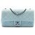 Chanel Blue CC trapuntato in pelle di vitello Single Flap Blu chiaro
