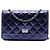 Wallet On Chain Portafoglio con catena Chanel Blue Quilted Shiny Aged Calfskin Reissue 2.55