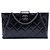 Clutch Chanel Black Quilted Glazed Calfskin Coco Pleats Chain Nero