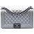 Chanel Boy Flap aus gestepptem metallischem Caviar Silber Alt Größe Medium