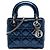 Lady Dior Cannage en cuir de veau métallisé bleu mini