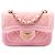 Chanel Mini Flap aus rosa gestepptem Samt mit Doppelverschluss Pink