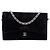 Wallet On Chain Chanel Black CC gestepptes Samt-Portemonnaie mit abnehmbarer Kette Schwarz