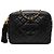 Chanel Black CC gesteppte Lammfell Camera Bag mit Quaste Schwarz