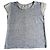 Des Petits Hauts T-shirt de lin e seda cinza e creme Cru