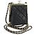 CHANEL Pochette à bandoulière Chain Evening Bag en peau d'agneau Noir Or CC Auth 184385SV Doré