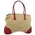PRADA Tote Bag Canvas Beige Silber Auth bs35583