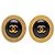 Orecchini tondi vintage Chanel Coco Mark Nero D'oro