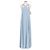 Vera Wang Pewter Abendkleid Maxi mit Schleppe Hellblau