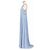 Vera Wang Pewter Abendkleid Maxi mit Schleppe Hellblau - Ansicht 2