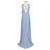 Vera Wang Pewter Abendkleid Maxi mit Schleppe Hellblau - Ansicht 3