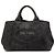 Prada Black Denim Canapa Logo Tote Schwarz