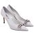 Décolleté Bow Chain dettagliate in pelle grigia Casadei Grigio - vista 2
