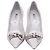 Décolleté Bow Chain dettagliate in pelle grigia Casadei Grigio - vista 3