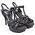 Yves Saint Laurent Sandali con plateau glitterati Tribute di Saint Laurent in scamosciato nero - vista 3