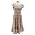 Autre Marque Langes Kleid mit rosa-grauen Mustern Pink