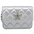CHANEL Borsa a Spalla Matelasse con Catena in Pelle di Agnello Silver CC Auth 184788SAM Argento - vista 13