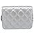 CHANEL Borsa a Spalla Matelasse con Catena in Pelle di Agnello Silver CC Auth 184788SAM Argento - vista 2
