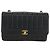 CHANEL Mademoiselle Chain Shoulder Bag Lamb Skin Black Gold CC Auth 185097SAM Nero D'oro - vista 13