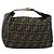 FENDI Zucca Canvas Vanity Hand Bag Black Brown Auth 184898 Marrone Nero