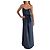 L'Agence Maxi-Kleid mit Rüschen und Gürtel Marineblau