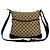 Bolsa de ombro GUCCI em lona monograma GG e couro perfurado Marrom Bege