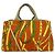 Borsa Tote in tela Prada Canapa con placca logo triangolare Beige Arancione - vista 3