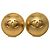 Chanel Gold CC vergoldete runde Clip-Ohrringe Golden