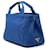 Borsa Prada Blue Small Canvas Canapa Logo - vista 2