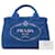 Borsa Prada Blue Small Canvas Canapa Logo - vista 7