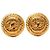 Orecchini Chanel Gold CC placcati oro tondi con clip D'oro