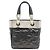 Tote Paris Biarritz Chanel Gray Small Bicolor en Coated Canvas Acolchado Castaño