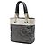 Tote Paris Biarritz Chanel Gray Small Bicolor en Coated Canvas Acolchado Castaño - vista 2