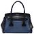 Prada Satchel aus blauem Bicolor-Canvas mit Saffiano-Lederbesatz Dunkelblau