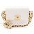 Gabrielle Mini borsa a tracolla Chanel in agnello con bordo a catena Bianco