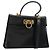 Bolso Salvatore Ferragamo Gancini de Cuero 2way Negro Oro Auth BA13314 Dorado