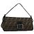 FENDI Zucca Canvas Mamma Baguette Shoulder Bag Black Brown Auth 184907SAM Castaño Negro