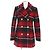 COACH Check Pattern Metal Logo Double Breasted Coat Red