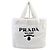 Borsa Tote in spugna Prada con logo Triangle Nero Bianco