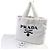 Borsa Tote in spugna Prada con logo Triangle Nero Bianco - vista 2