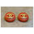 Orecchini Chanel CC Logo Arancione D'oro Corallo - vista 5