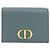 Christian Dior 30 Montaigne CD Logo Leather Tri-fold Wallet Blue