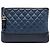 Chanel Blue Medium Aged Calfskin Gabrielle O Case Clutch Blu scuro