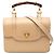 Bolsa Gucci de couro de bezerro bege com alça superior Turnlock Bamboo