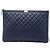 Clutch Chanel Blue Large Quilted Lambskin Boy O Case Blu navy