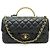 NOVA CHANEL TIMELESS HANDLE PM BOLSA DE COURO MATELASSÊ COM ALÇA Preto