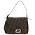 FENDI Zucca Canvas Mamma Baguette Shoulder Bag Black Brown Auth BA13419SAV Marrone Nero