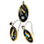 Autre Marque Handcrafted Gold-Tone Pendant and Earrings Set - Blue Mosaic White Golden Metallic  - view 1